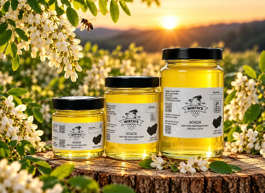 Wirth’s Acacia Honey, jars with English labels