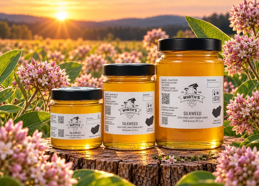 Wirth’s Silkweed Honey, jars with English labels